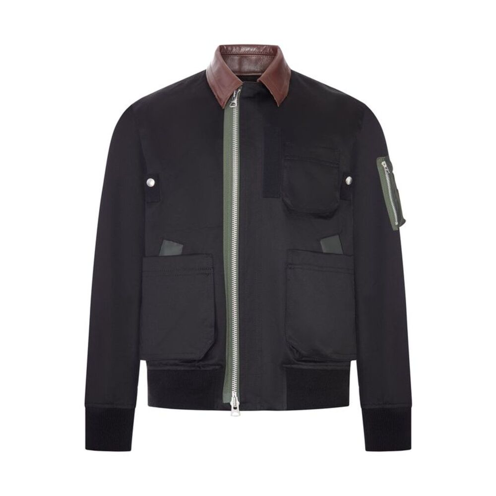 Sacai Men Utility Bomber Jacket With Leather Details